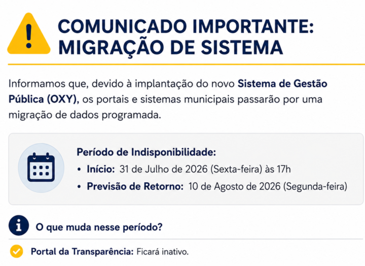 Comunicado Migração do Sistema